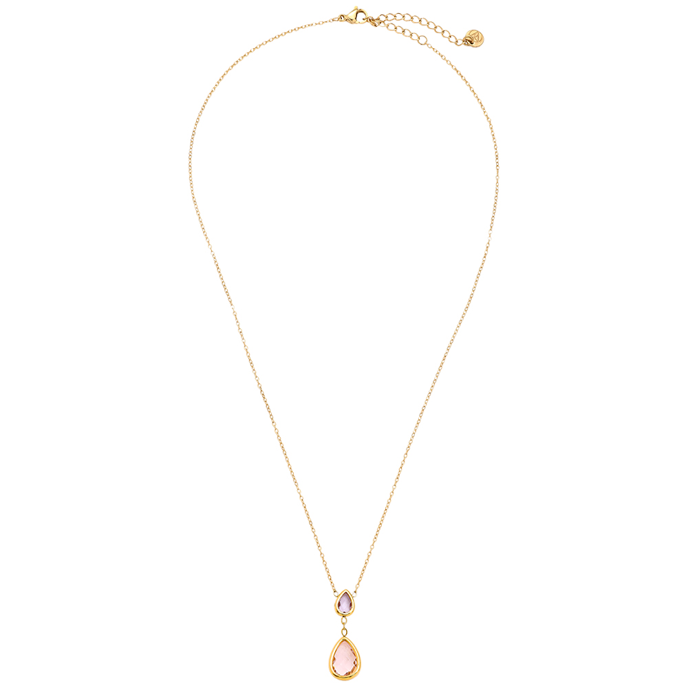 Edelstahl Halskette 40cm Pink And Blue Diamond