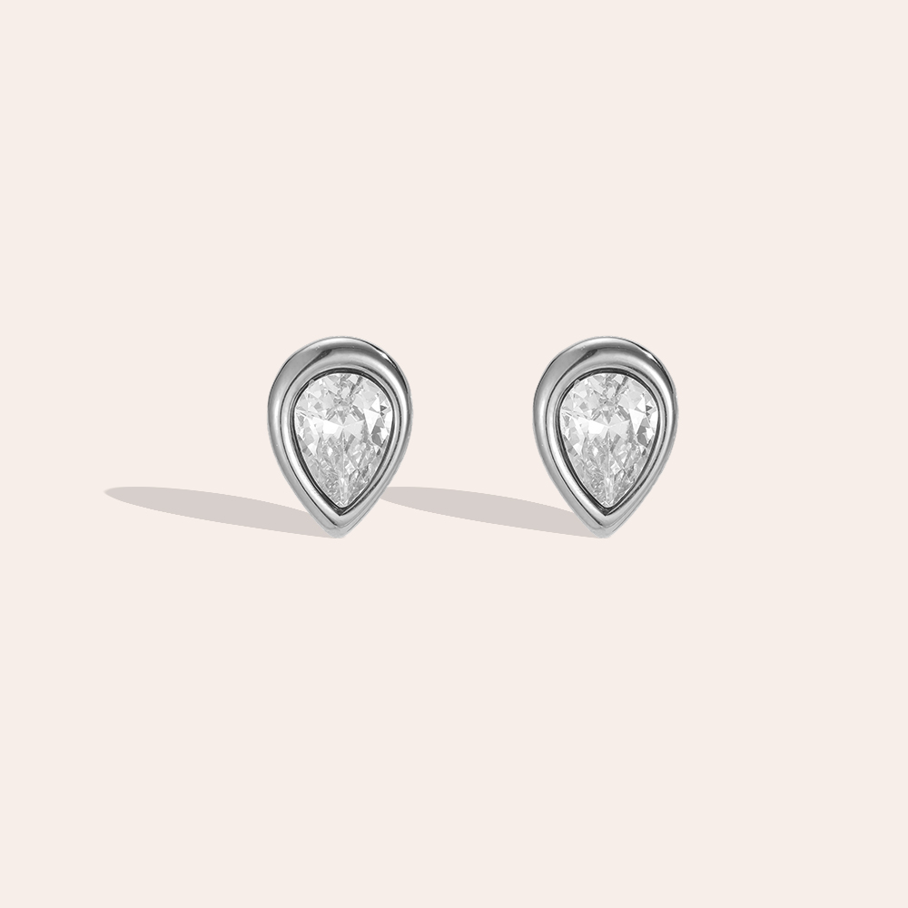 Edelstahl Ohrringe 10.6mm tropfenförmiger Zirkonia
