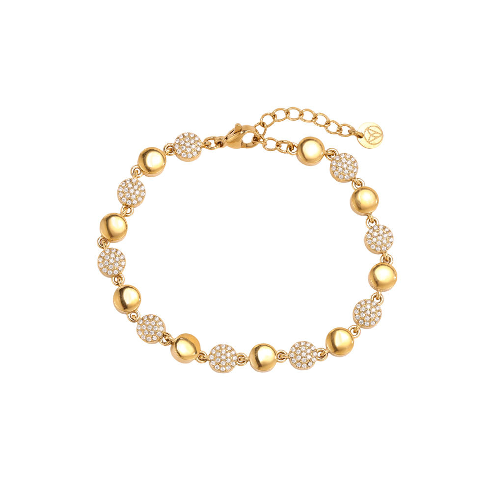 Edelstahl Armband 17cm Zirkonia Plättchen und Plättchen