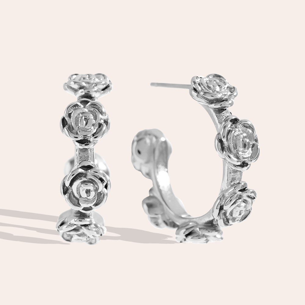 Edelstahl Ohrringe 22mm Rose Hoop
