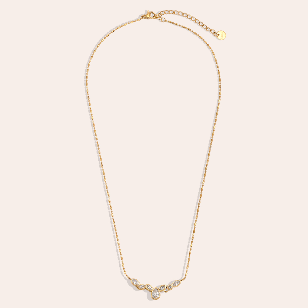 Edelstahl Halskette 39.5cm Einige kleine Zirkonia