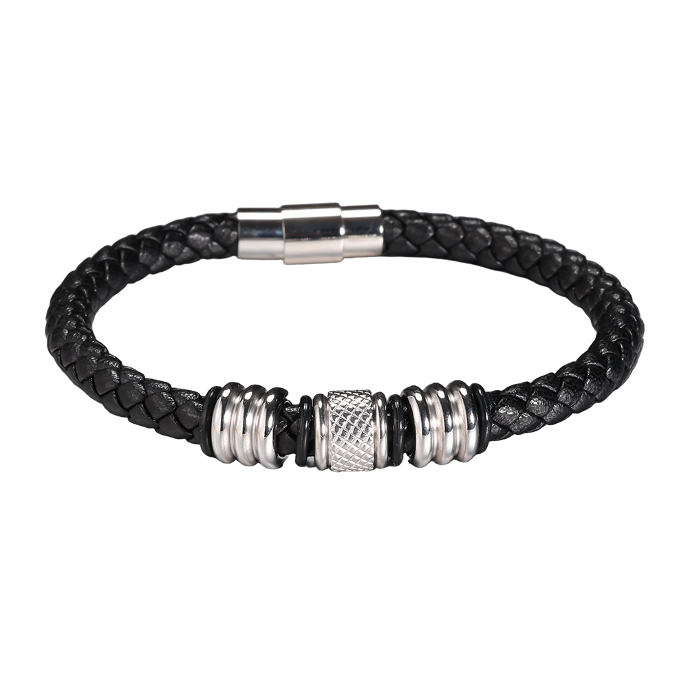  Edelstahl Armband PU Klassischer Zopf
