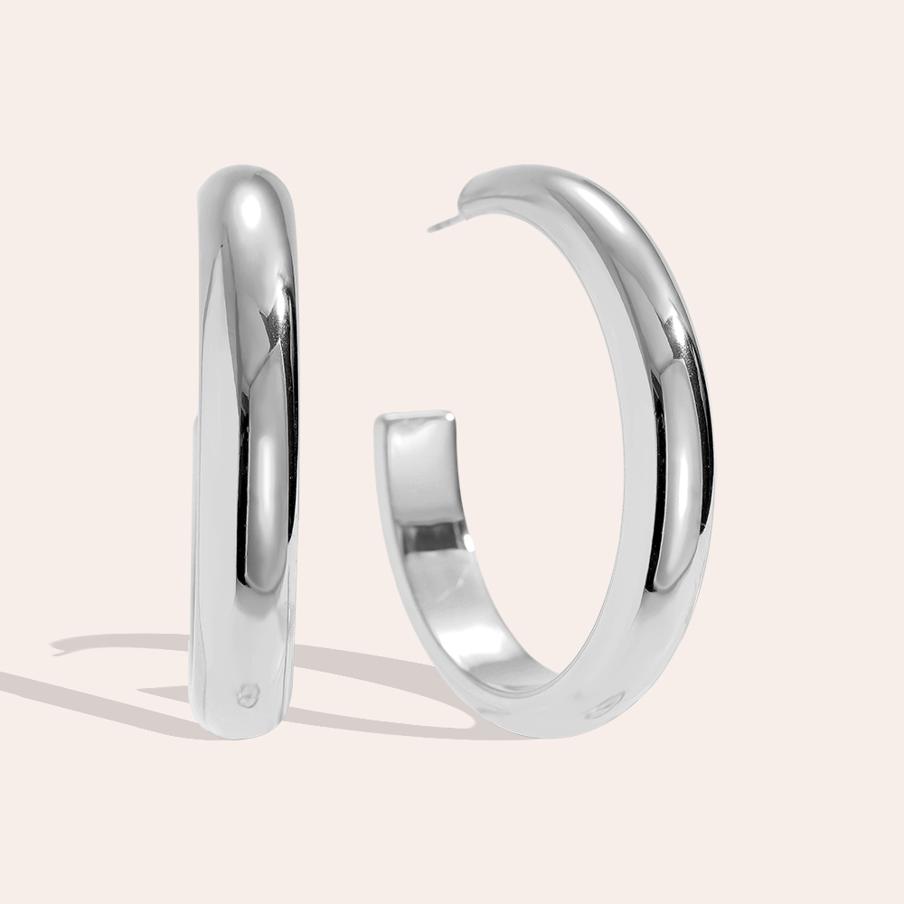 Edelstahl Ohrringe 4cm Casual Half Hoop
