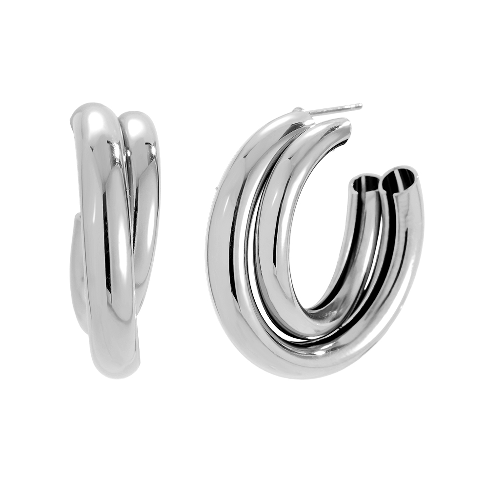 Edelstahl Ohrringe 28mm Two Hoop