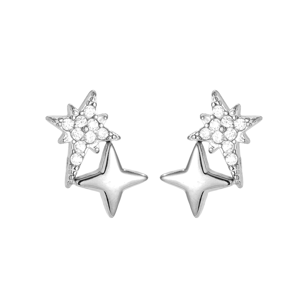 Edelstahl Ohrringe 10mm Sparkling Diamond Star