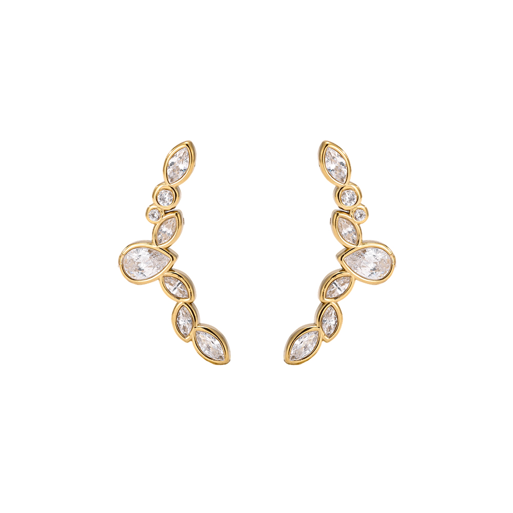 Edelstahl Ohrringe 29*18mm Einige kleine Zirkonia 