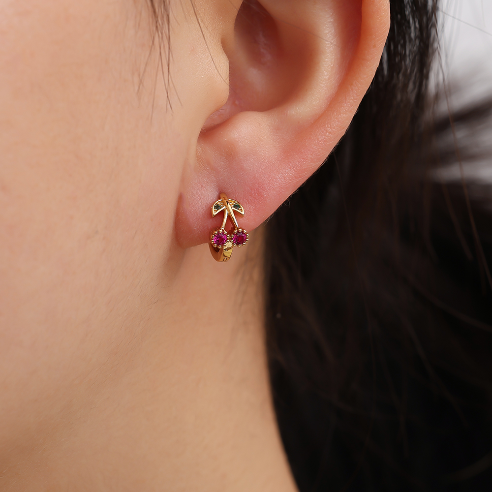 Vergoldete Ohrringe 12mm Mini Diamond Cherry Hoop