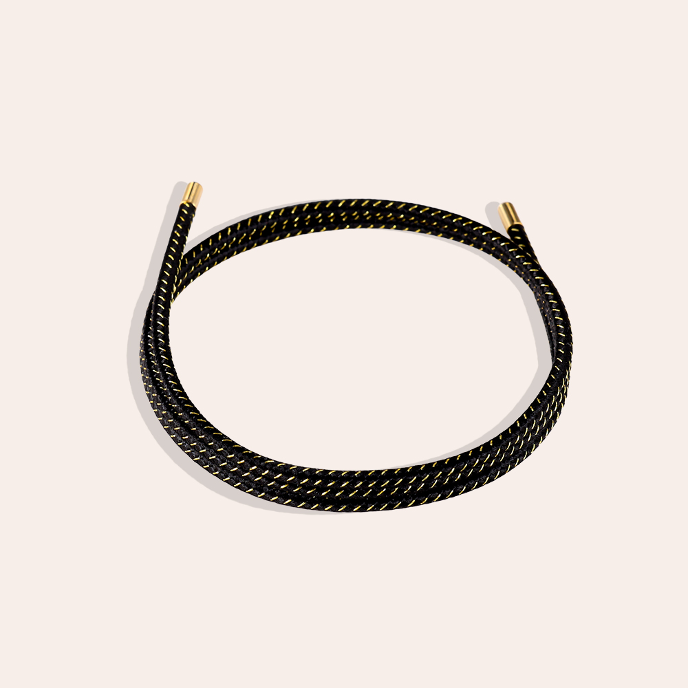 Edelstahl Armband schwarze Farbe mit goldenen Linien Elastic Polyester 