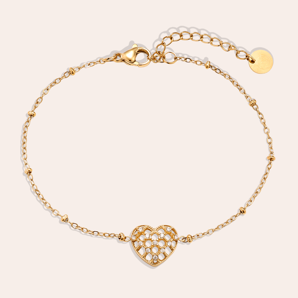 Edelstahl Armkette 17cm Pretty Diamond Heart
