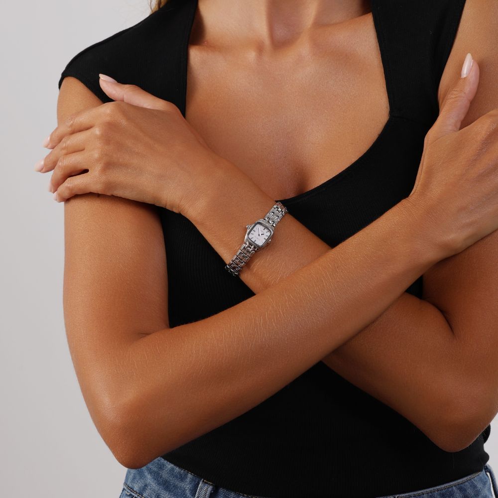 Edelstahl Uhr Kissenform