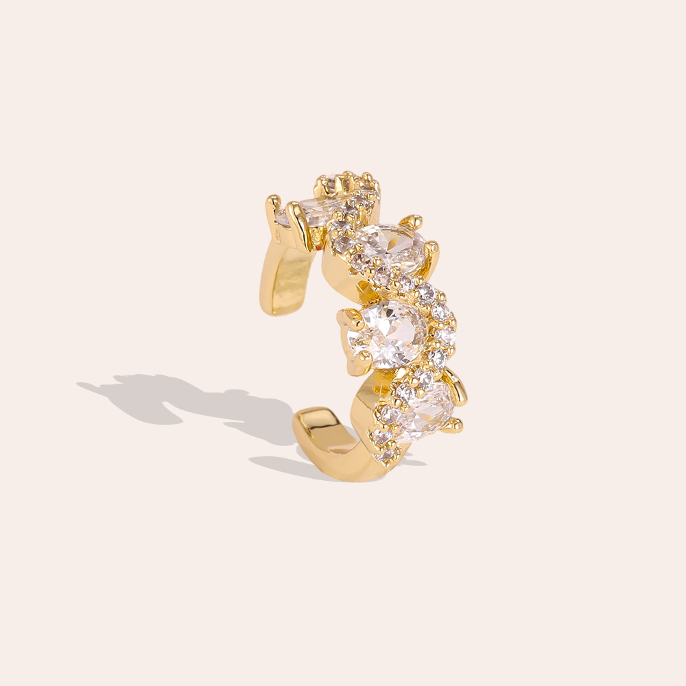 Vergoldete Ear-cuffs 15mm Viele ovale Zirkonia