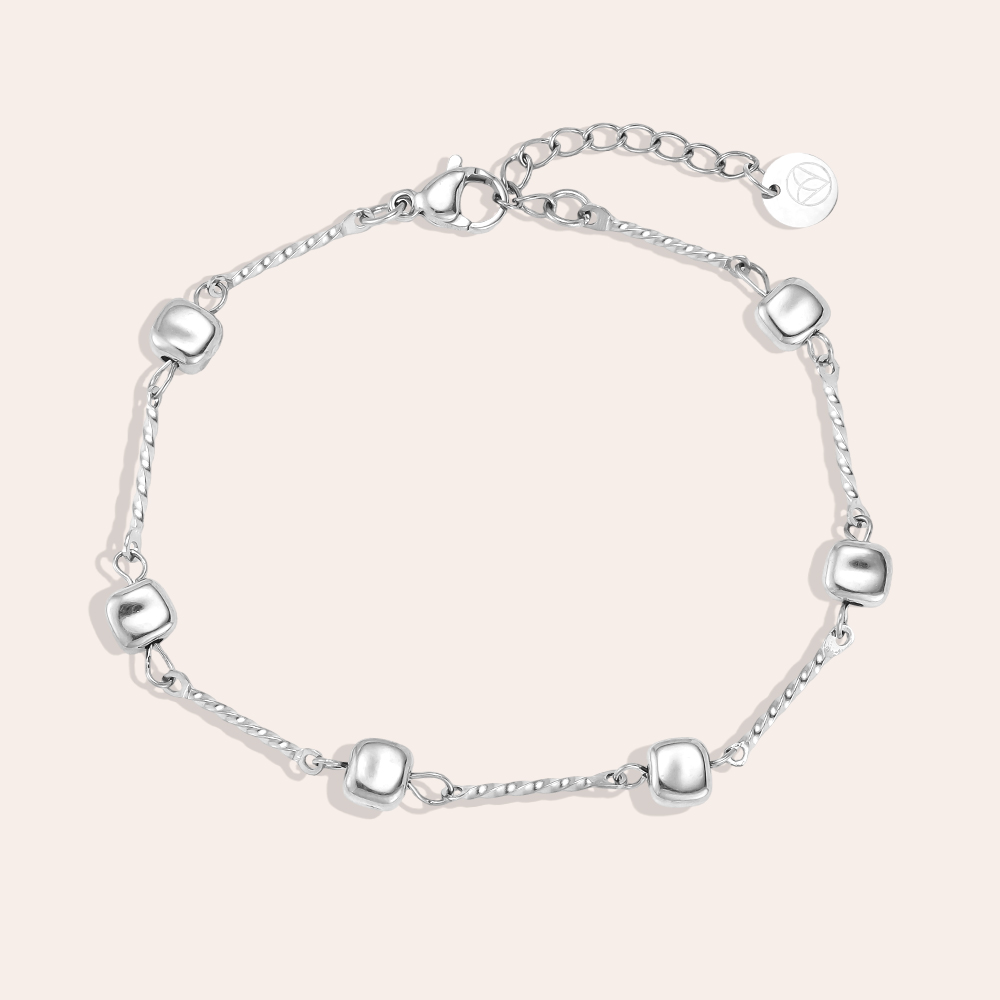 Edelstahl Armband 17cm Kleine Quadrat Details