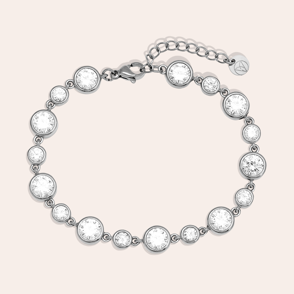 Edelstahl Armkette 16cm Fancy Round Diamond Chain