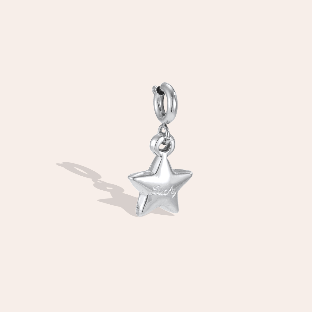 Edelstahl Pendant 12mm schlichter Stern mit Federverschluss      