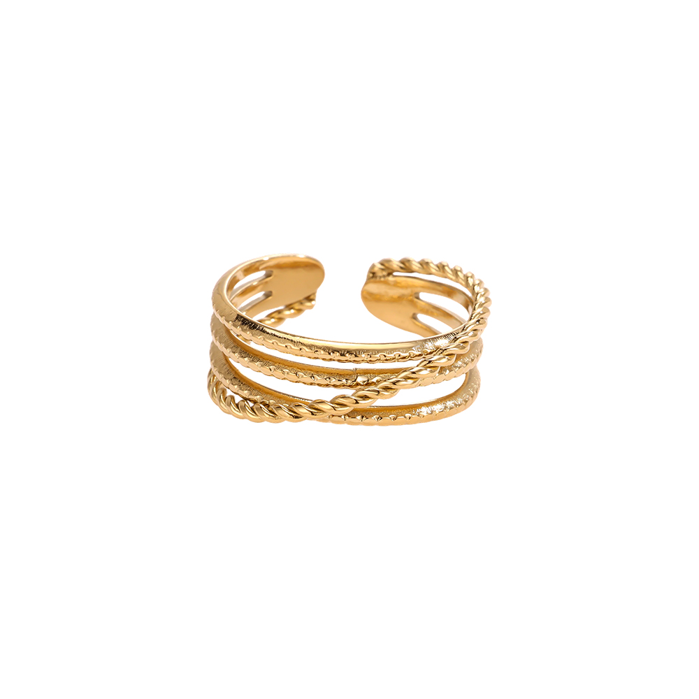 Edelstahl Ring Verstellbarer dreireihiger filigraner Ring