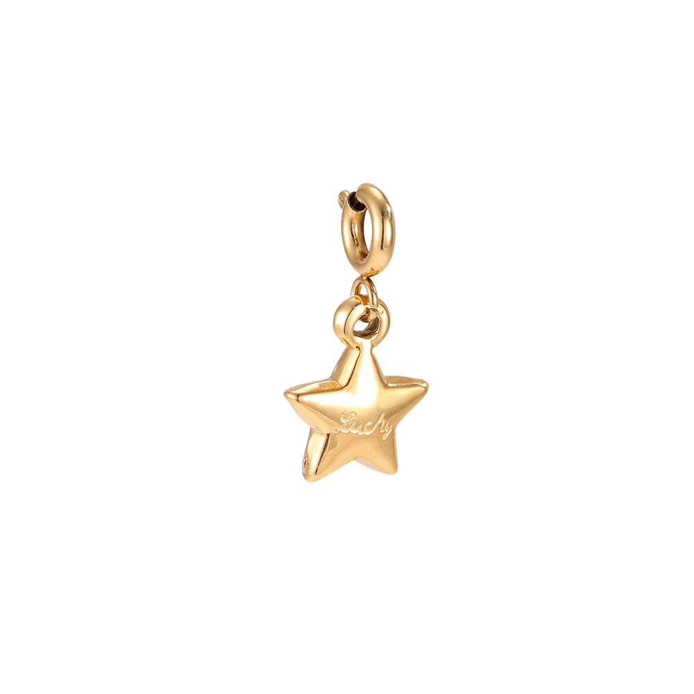 Edelstahl Pendant 12mm schlichter Stern mit Federverschluss      