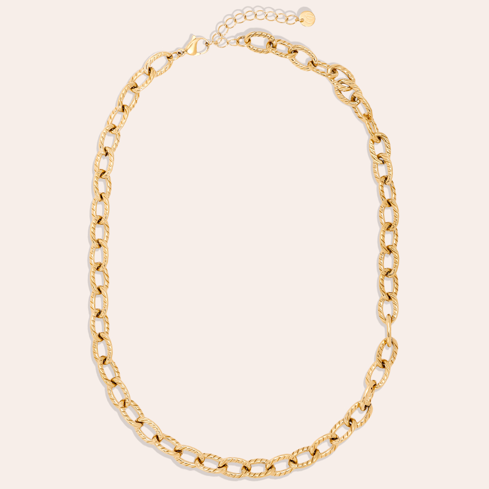 Edelstahl Halskette 44cm Oval Chain