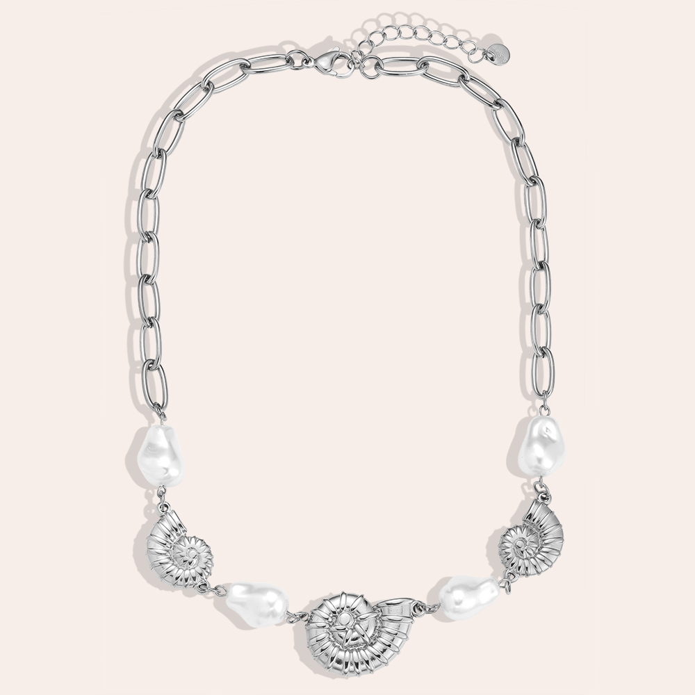 Edelstahl Halskette 39cm Pearl Shells