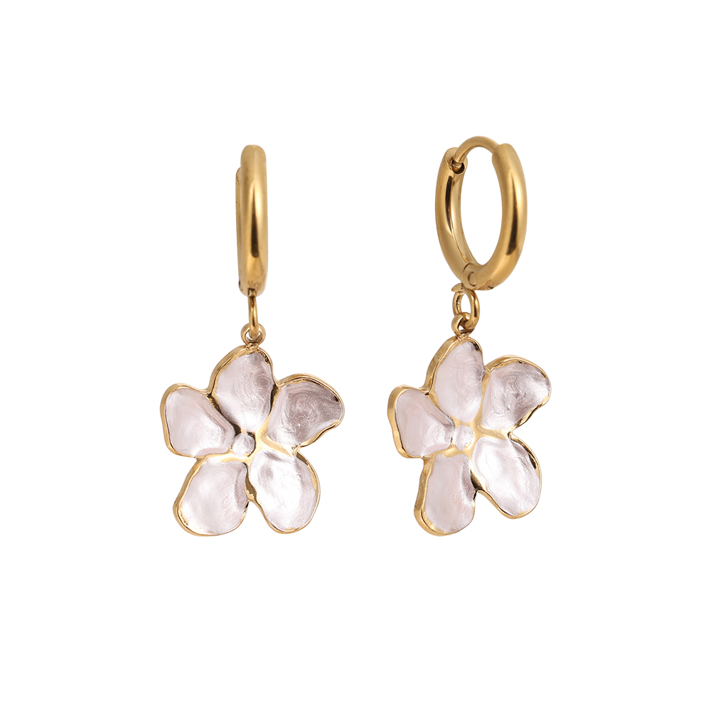 Edelstahl Ohrringe 1.2*3cm weiß Blumen
