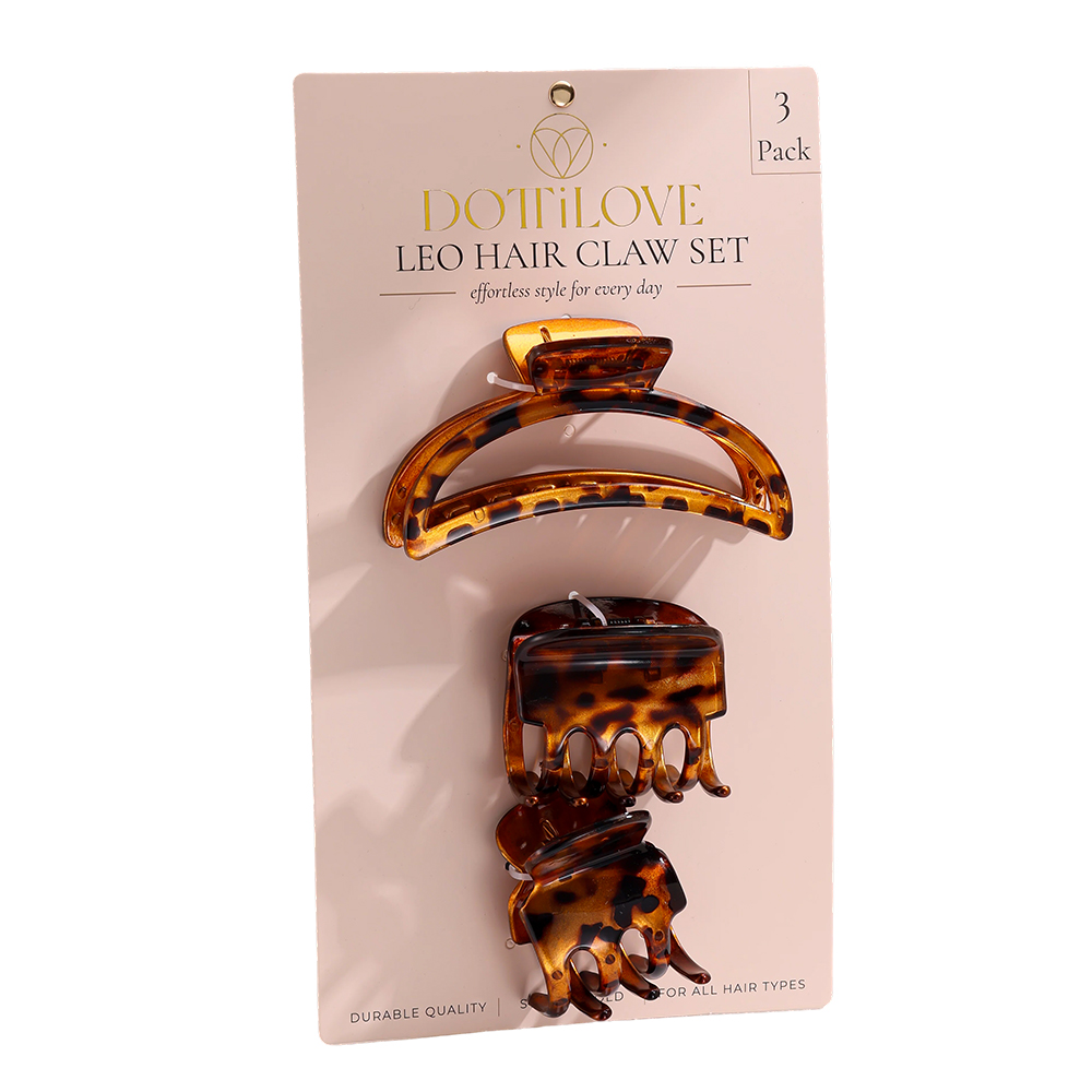 3Stk. warmes Leopardenprint Haarklammer Set    