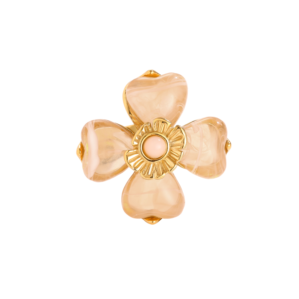 Edelstahl Ring Resin Flower