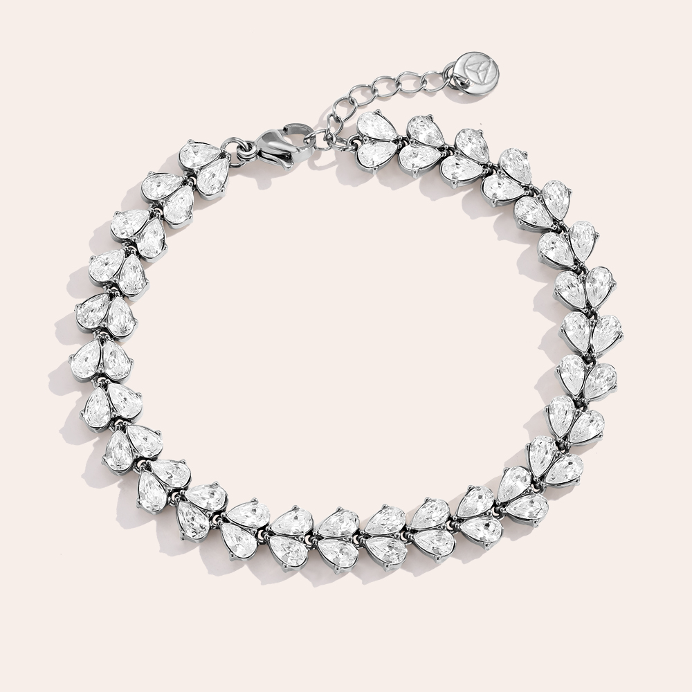 Edelstahl Armkette 17cm Diamond Heart Pieces