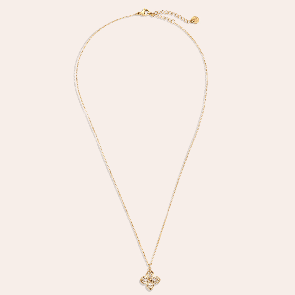 Edelstahl Halskette 40cm Fancy Diamond Flower