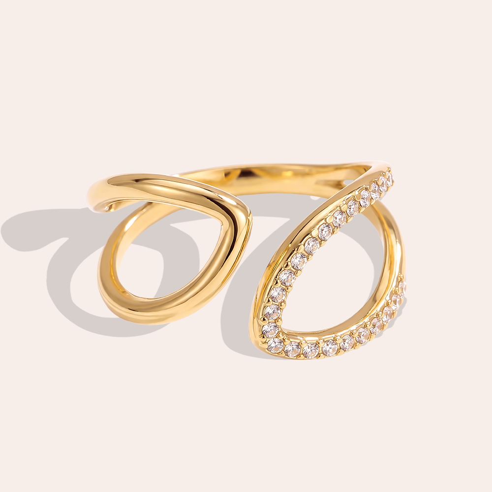 Edelstahl Ring Verstellbarer designstark Zirkonia  