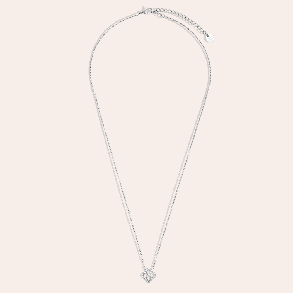 Edelstahl Halskette 40cm Feiner Zirkonia Kleeblatt