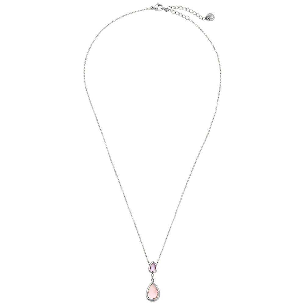 Edelstahl Halskette 40cm Pink And Blue Diamond