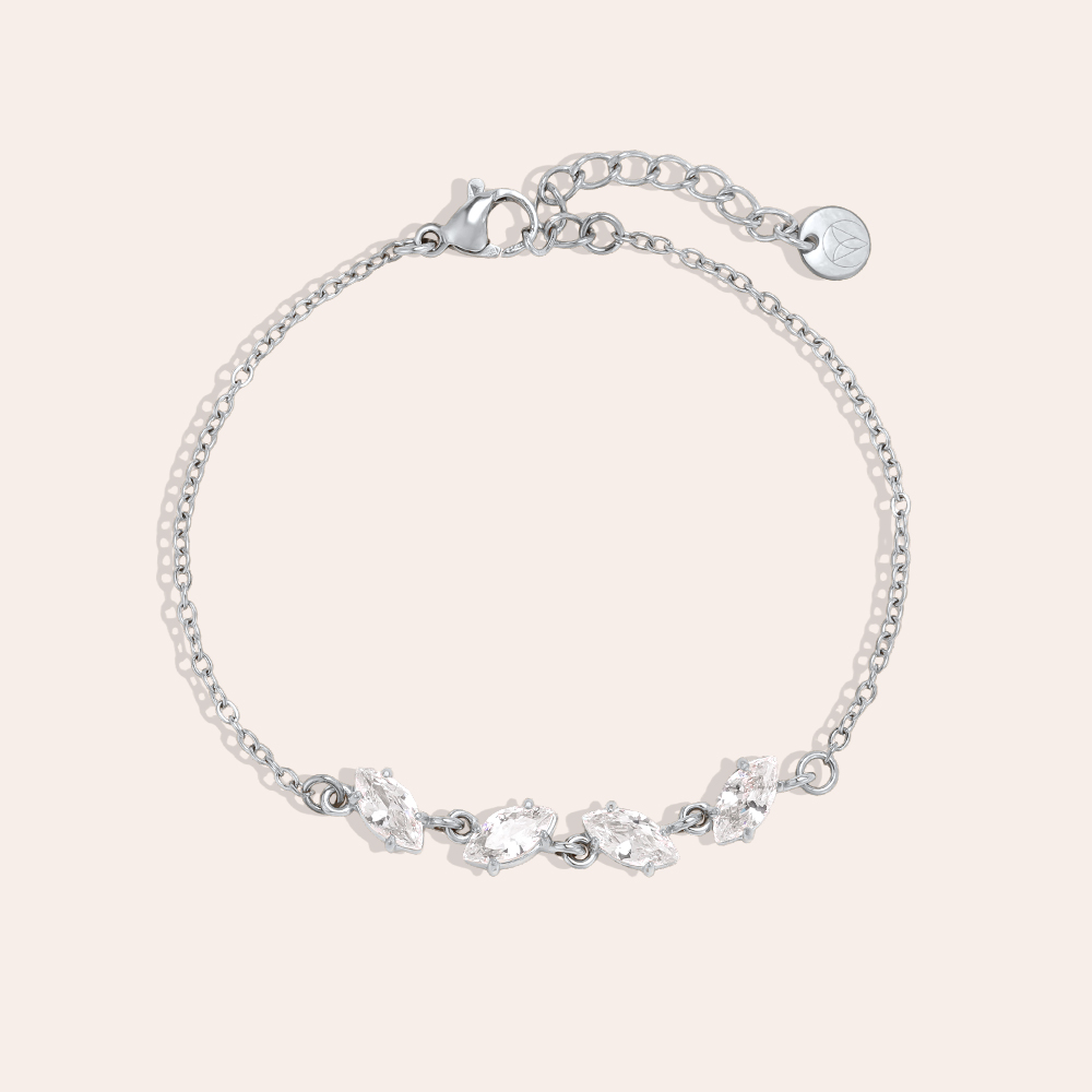 Edelstahl Armband 17cm vier Zirkonia