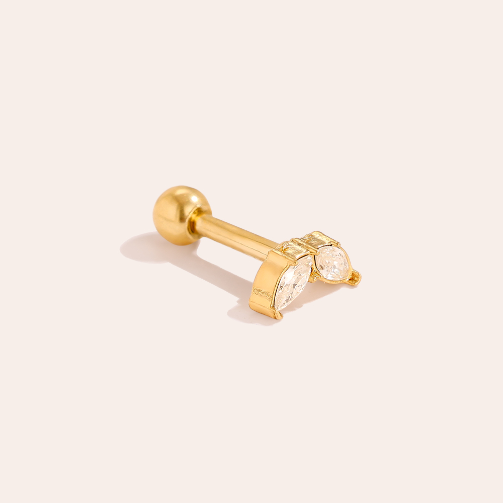 Edelstahl Piercing 6mm Mini Diamond Leaf