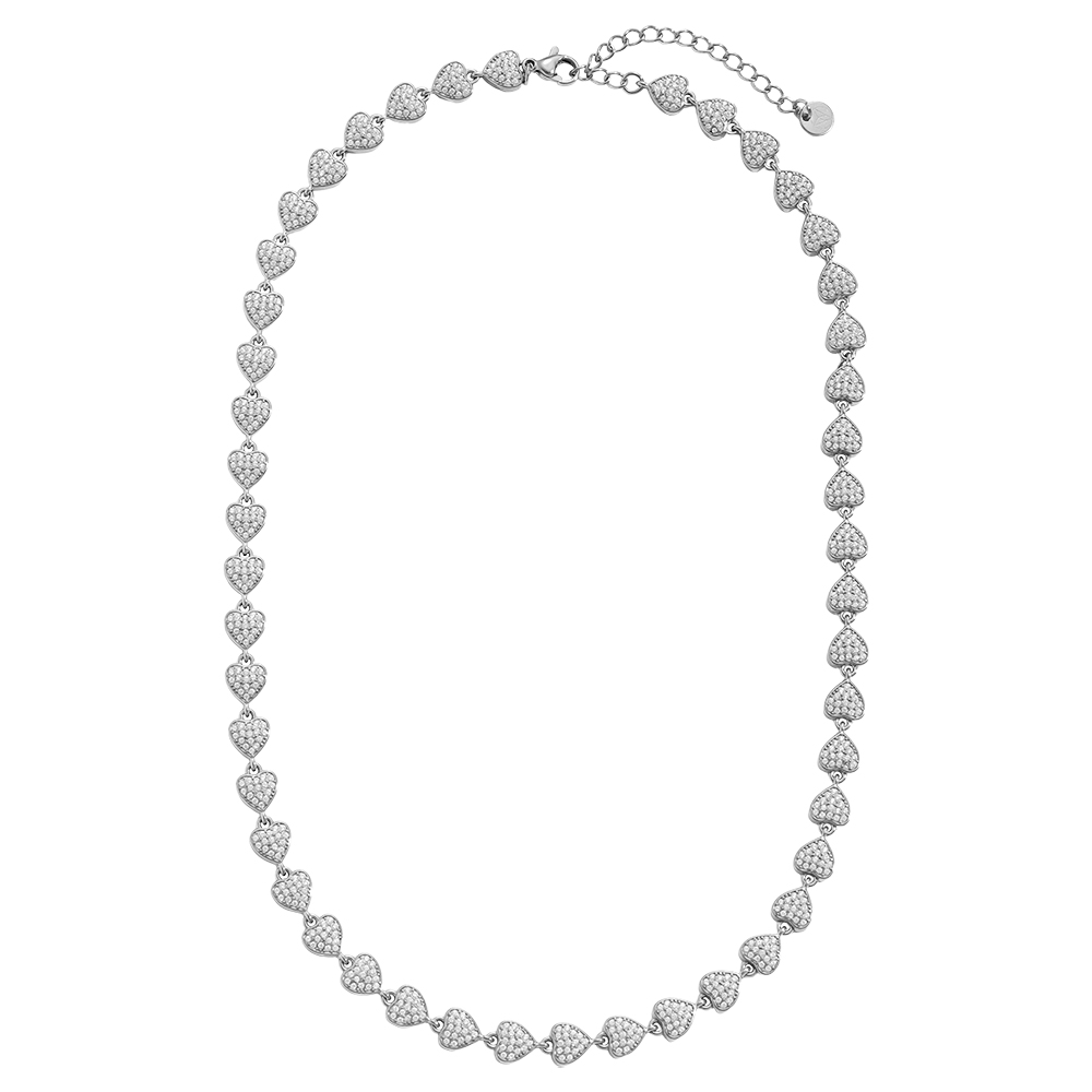 Edelstahl Halskette 43cm Diamond Hearts Chain