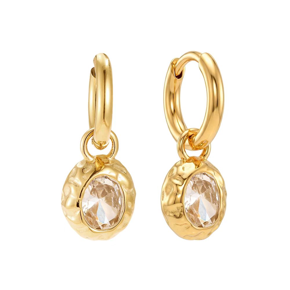 Edelstahl Ohrringe 28mm Vintage Zirkonia