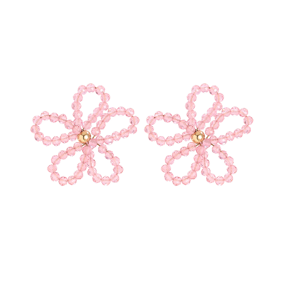 Edelstahl Ohrringe 2.5cm Kristallblumen