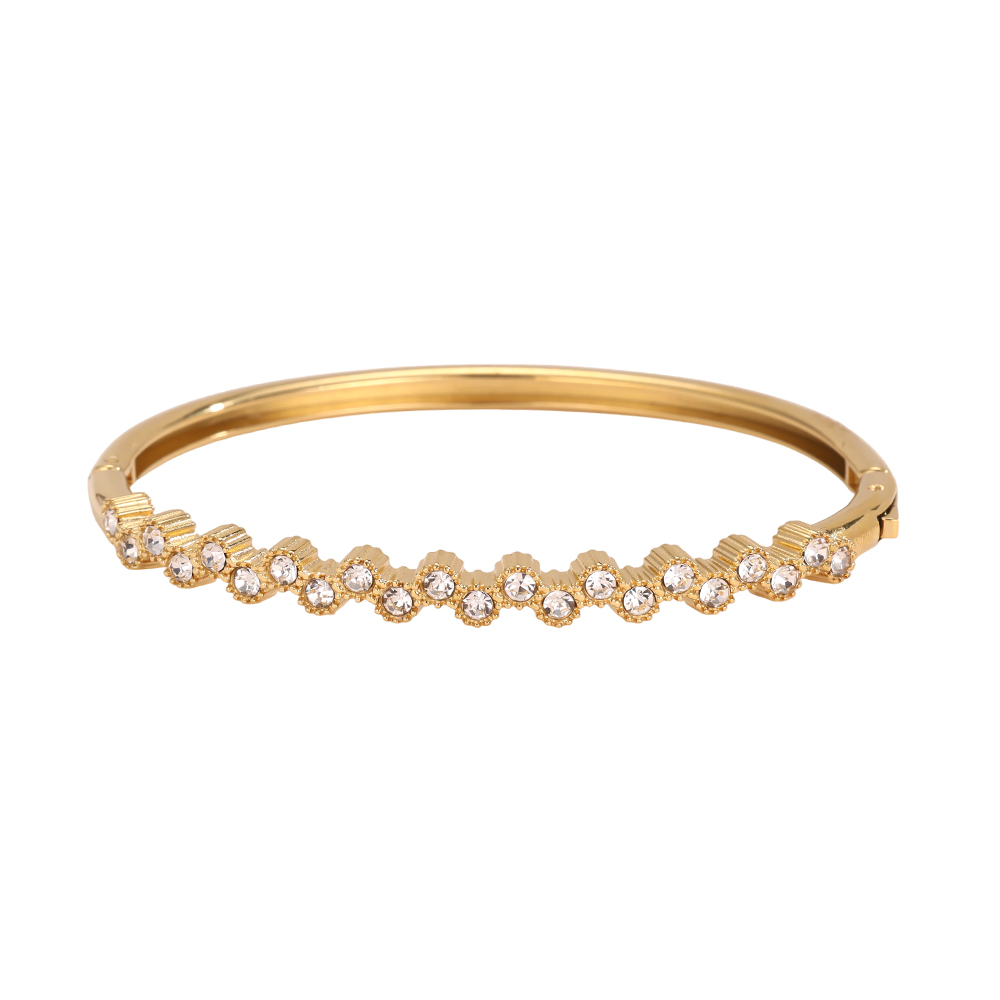 Edelstahl Armreif 6cm viele elegant funkelnde Zirkonia  