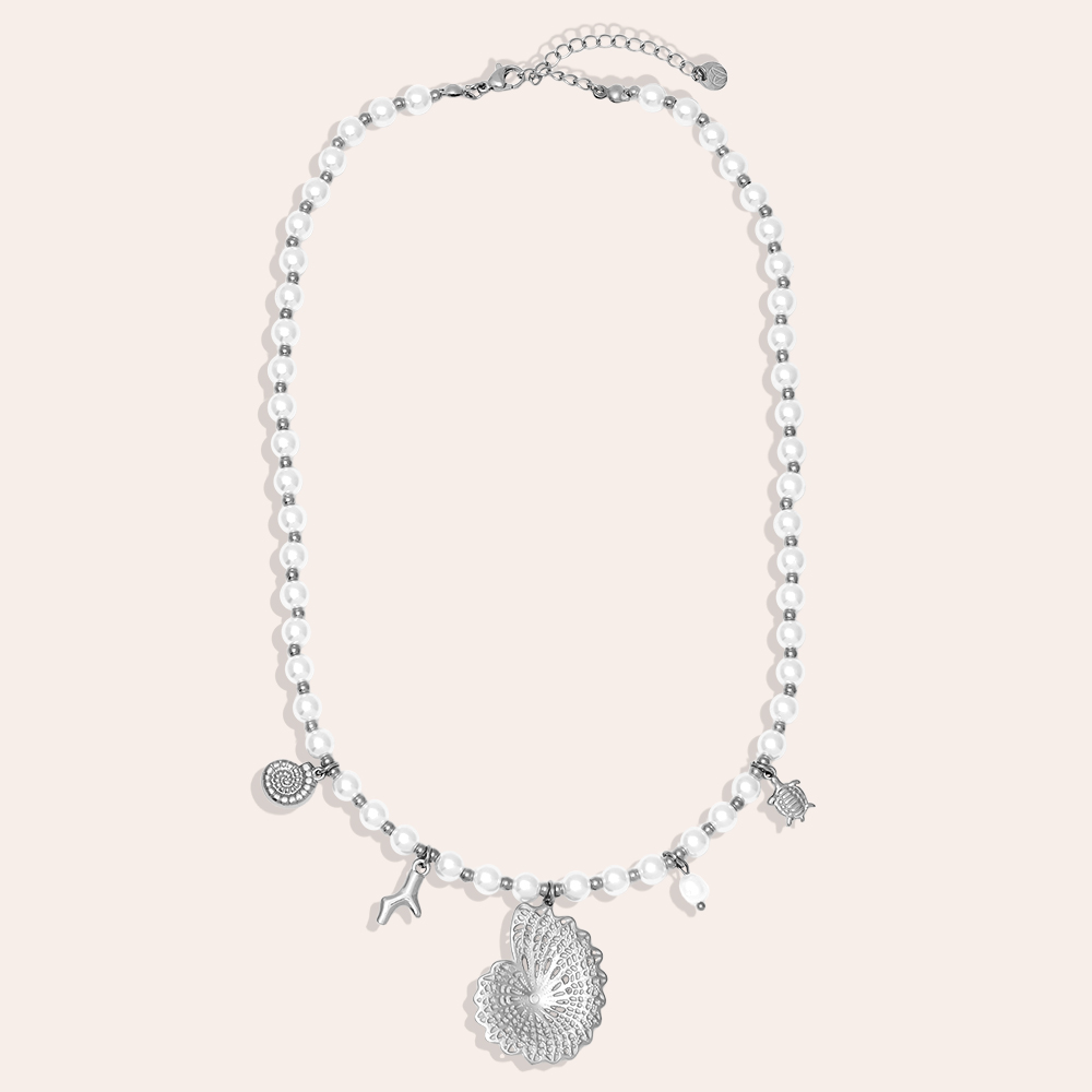 Edelstahl Halskette 42cm Ocean Love In Pearl Chain