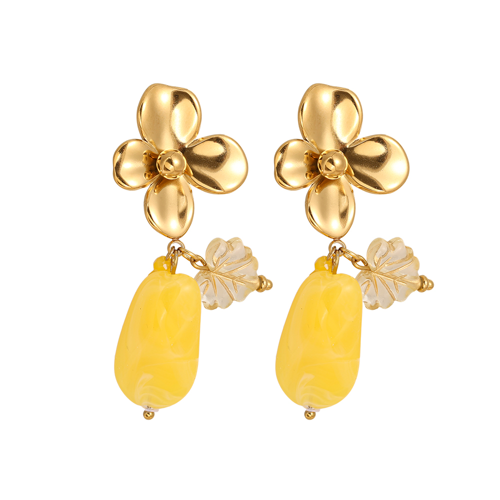 Edelstahl Ohrringe 55mm Flower With Acrylic Charms