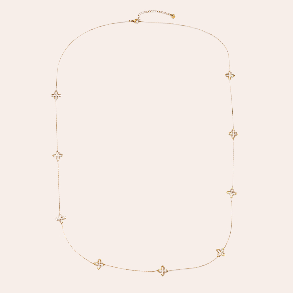 Edelstahl Halskette 90cm Classic Lucky Flower