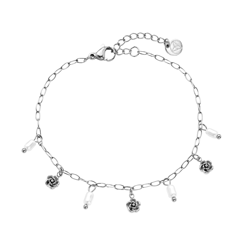 Edelstahl Armband 17cm Mini Flower And Pearl