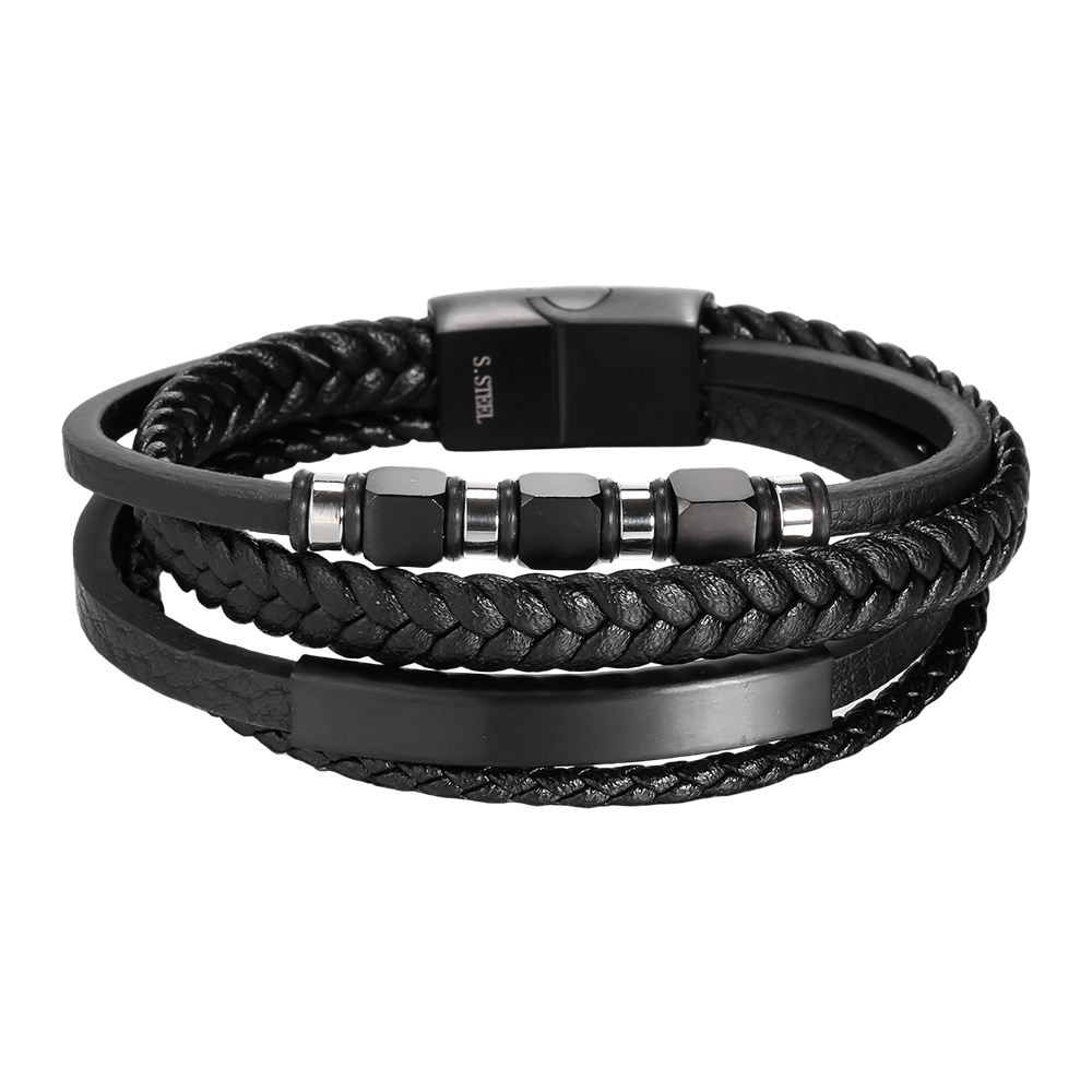  Edelstahl Armband PU Mehrlagiges Schirmgeflecht