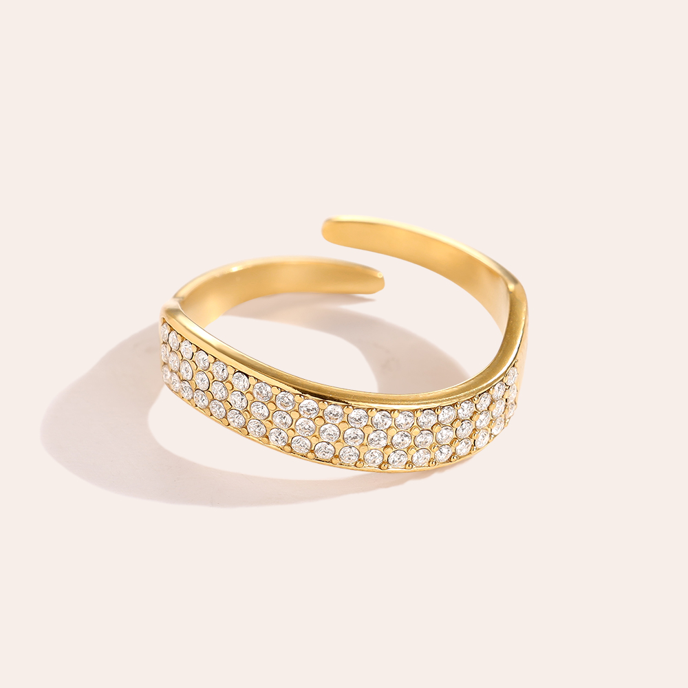 Edelstahl Ring Verstellbar Simple Zirkonia