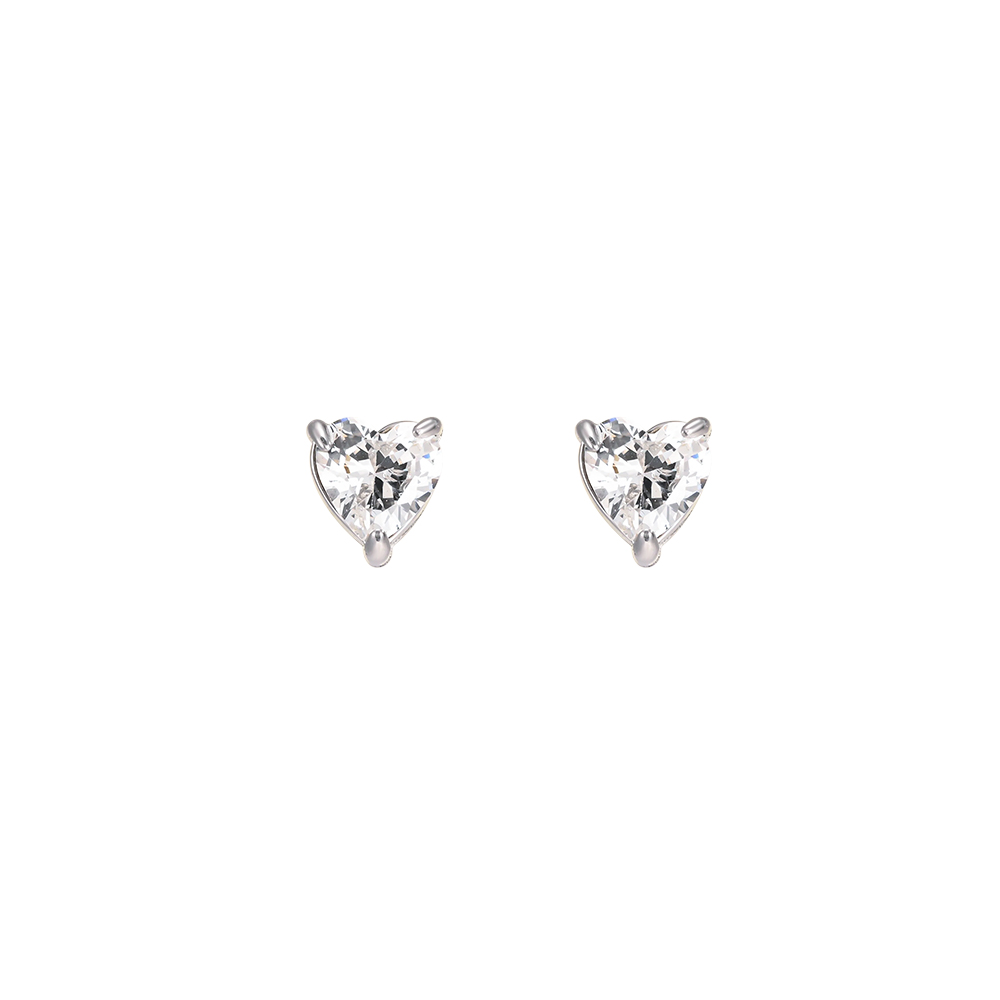 Edelstahl Ohrringe 5.8mm Zirkonia Herz