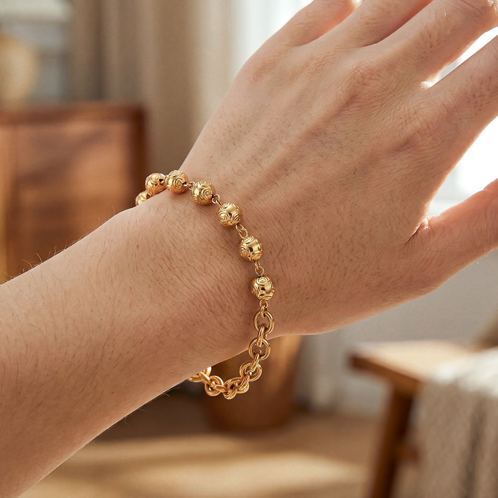 Edelstahl Armband 19cm Kugeln mit besonderem Design