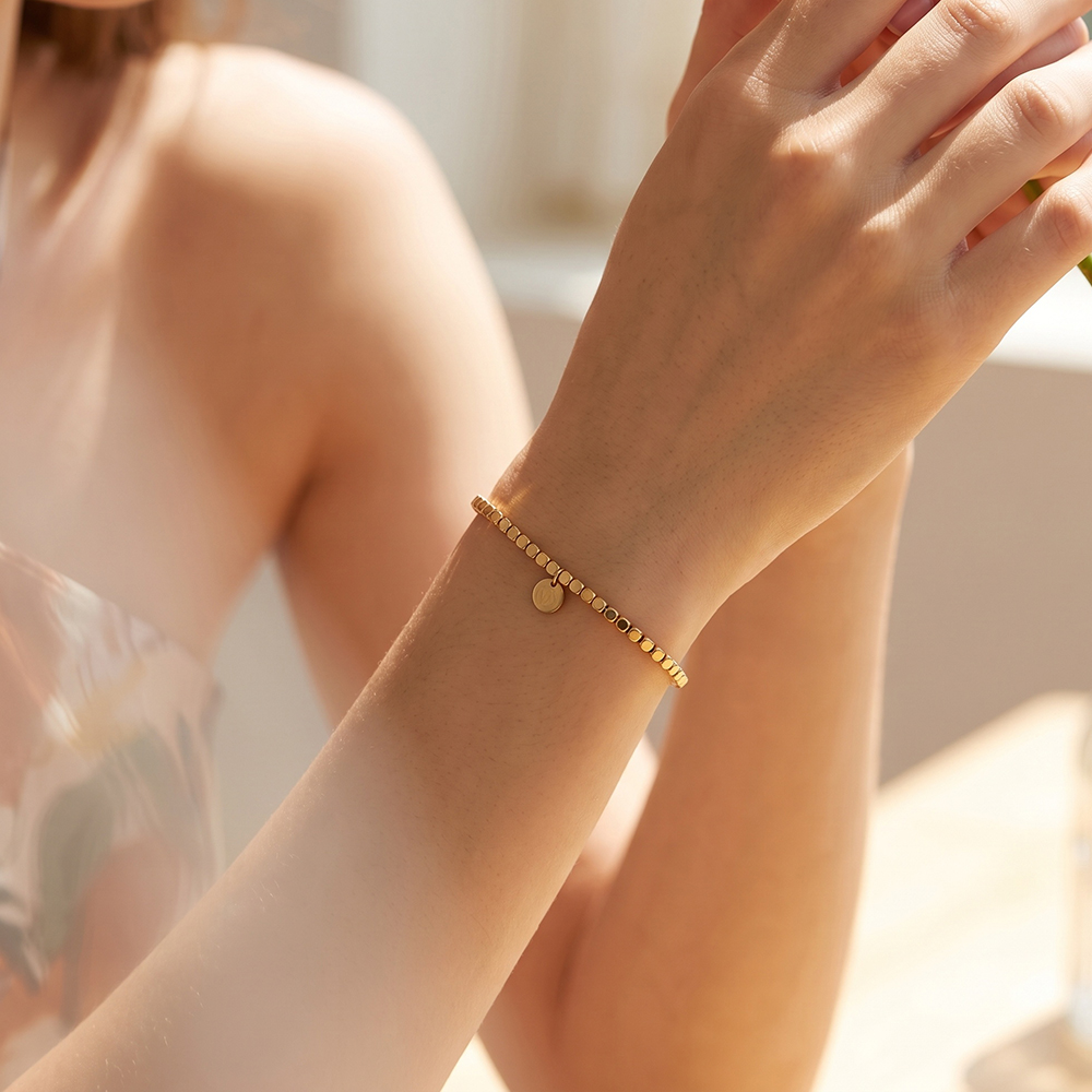 Edelstahl Armband Elastic kleinen quadratischen