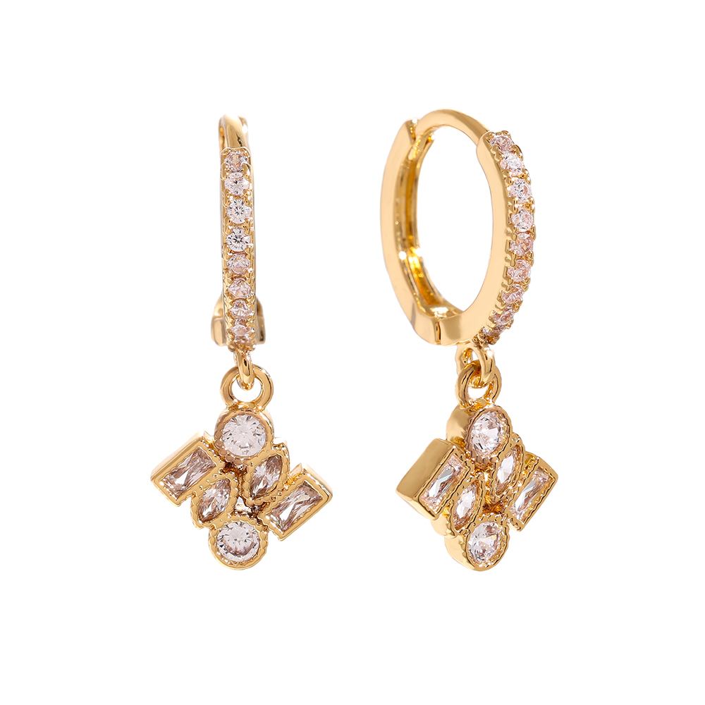 Vergoldete Ohrringe 2.5cm Combined Cubes Diamond