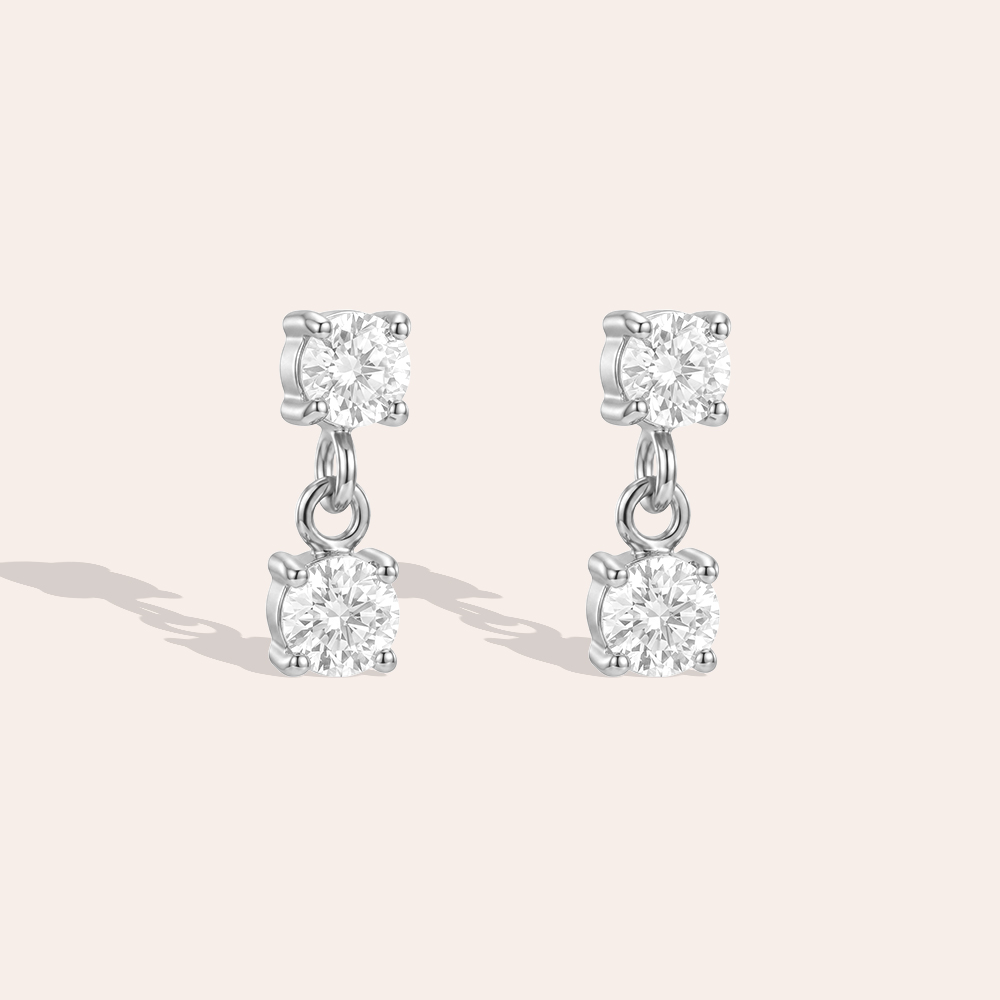 Edelstahl Ohrringe 10mm zwei kleine Zirkonia
