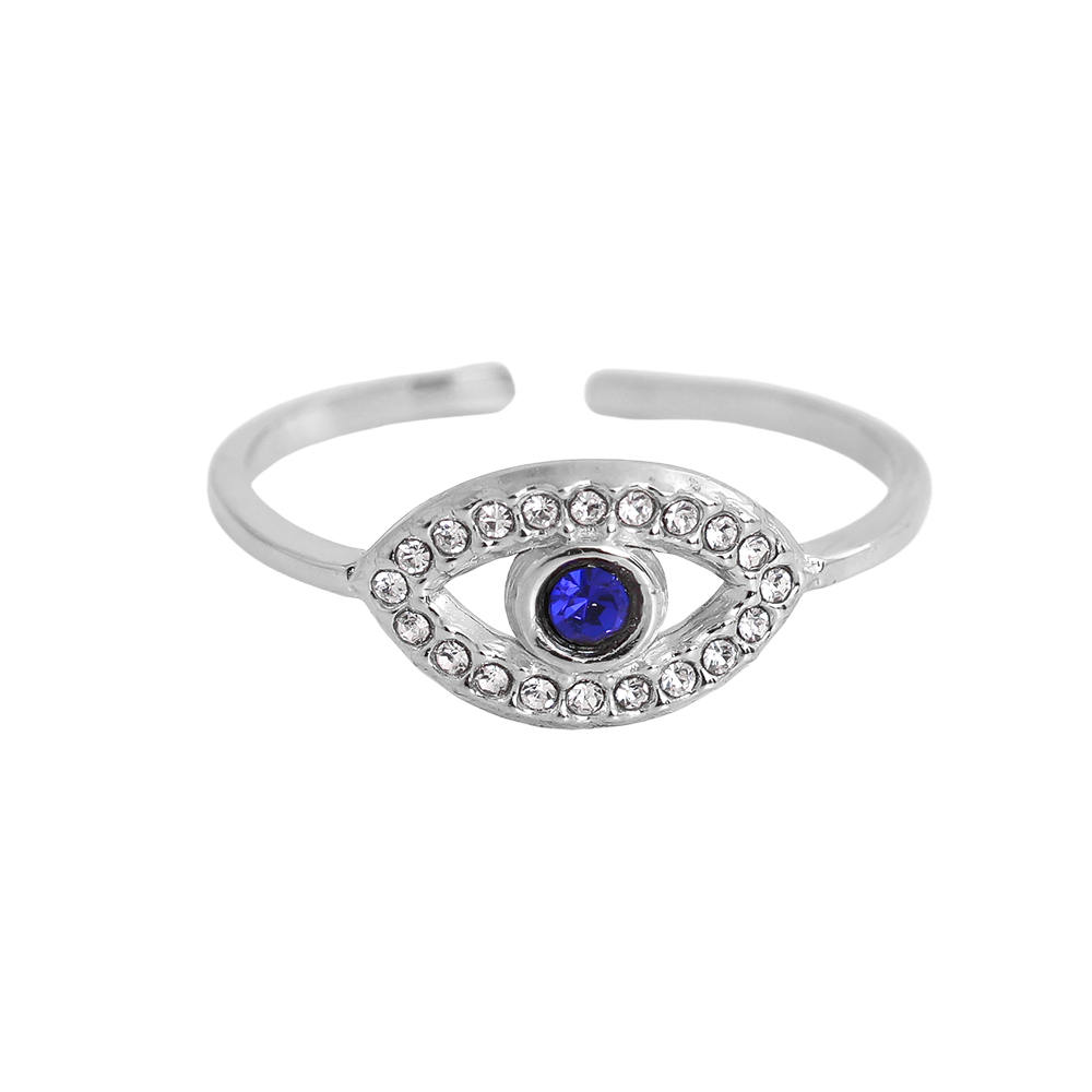 Edelstahl Ring Verstellbarer blaue Zirkonia Augen