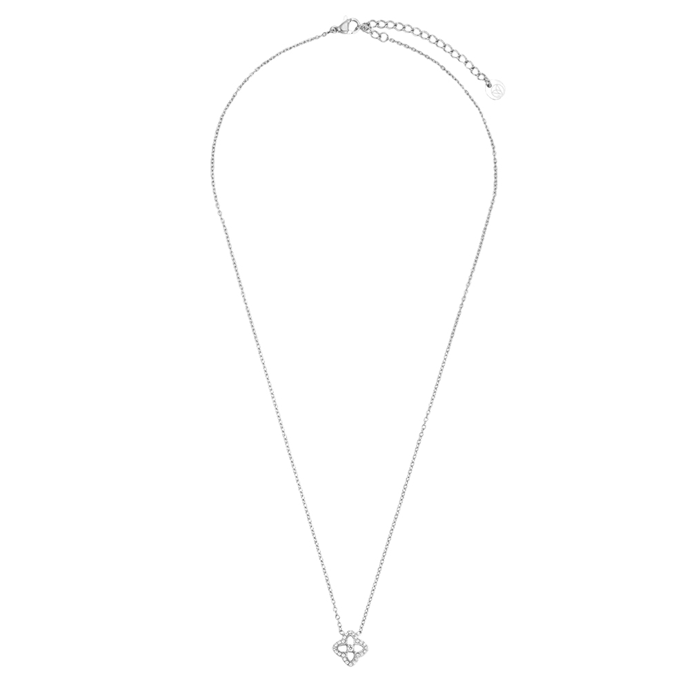 Edelstahl Halskette 40cm Feiner Zirkonia Kleeblatt