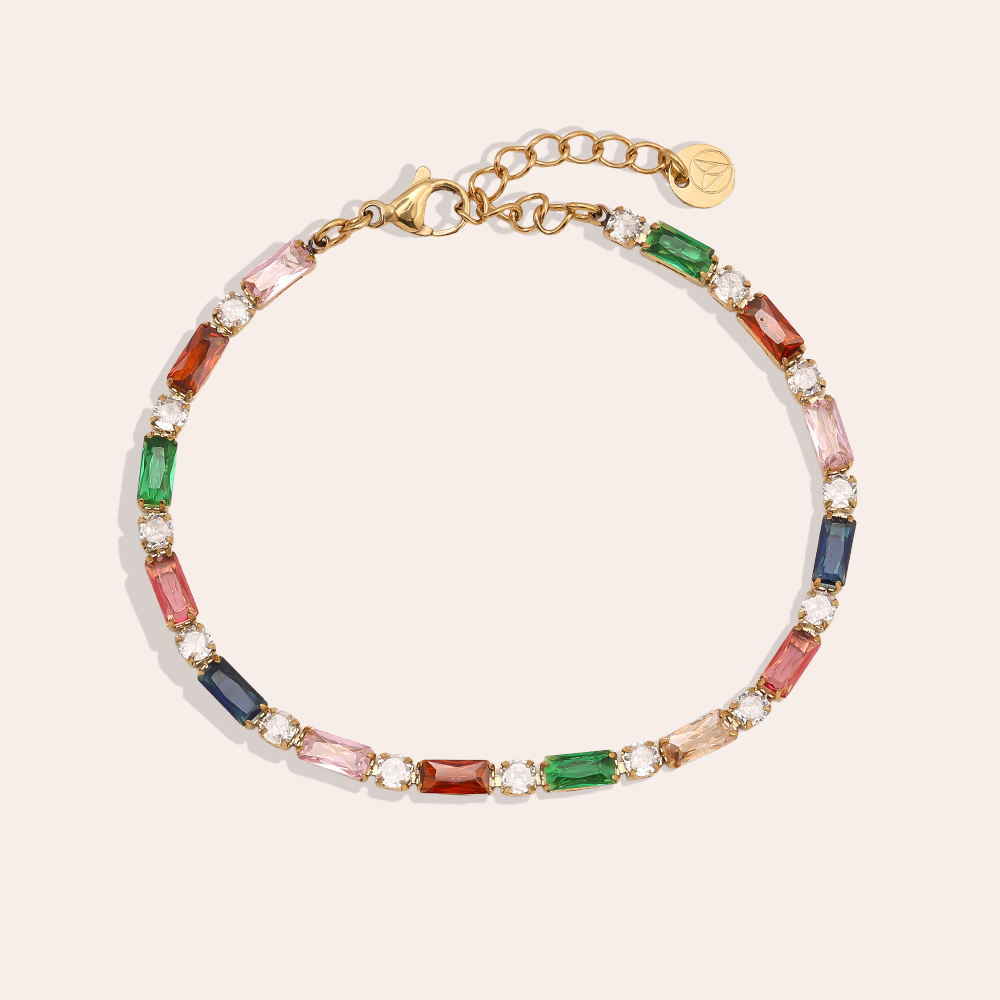 Edelstahl Armkette 15cm Multi Color Diamond
